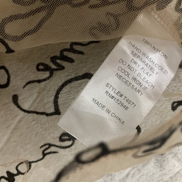 Fashion Nova Womens M Sheer Button Up Shirt Tan Brown Puff Sleeve Tie Neck - Picture 3 of 12